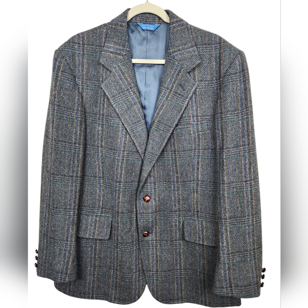 Pendleton Vintage Plaid 100% Pure Virgin Wool Blazer Jacket Mens Size 44